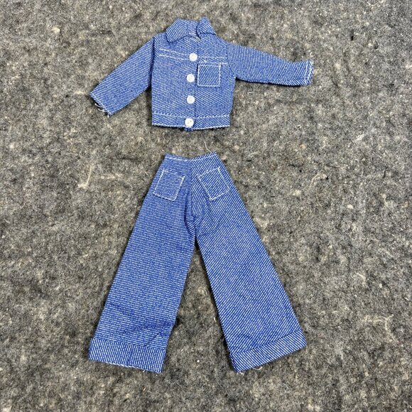 VTG Fits Barbie Doll Western Cowgirl Cowboy Denim Jean Pant Suit Denim Jacket - Picture 1 of 8